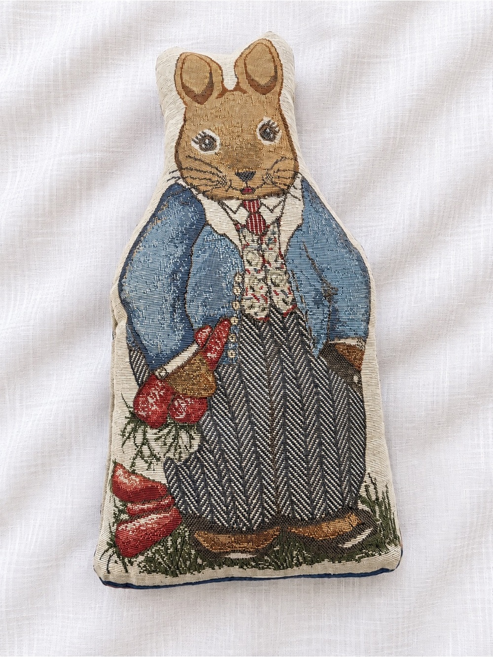 Vintage Rabbit Tapestry Weighted Doorstop Pillow – Cottagecore 15”